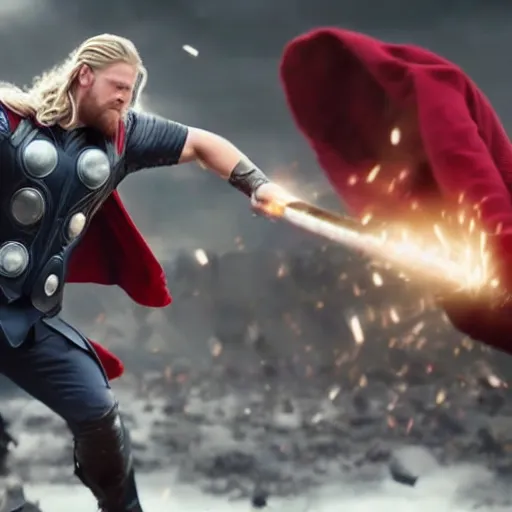 Image similar to thor punching a wall in 4 k