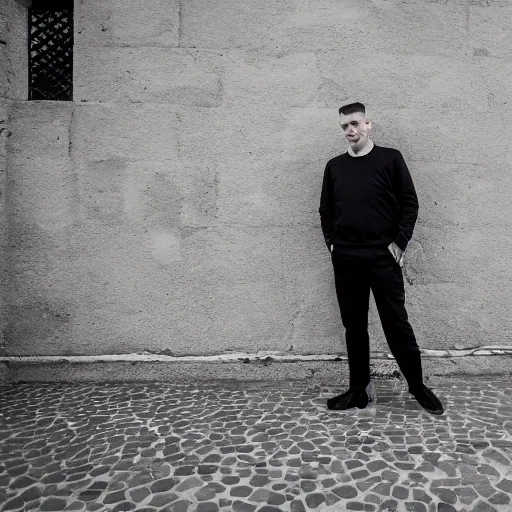 Image similar to portrait of a croatian man with a flat - top haircut, canon eos r 3, 8 0 mm f / 1. 2, iso 2 0 0, 1 / 1 6 0 s, 8 k, raw, unedited, symmetrical balance, wide angle