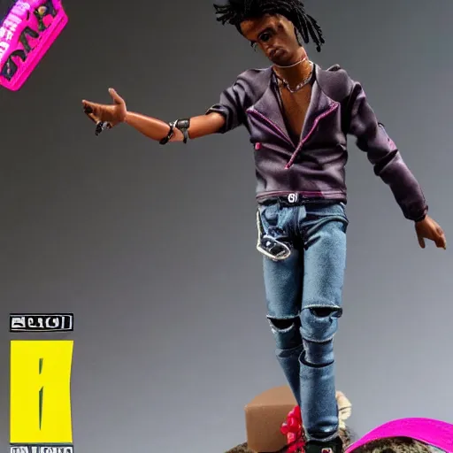 Image similar to playboi carti as a action figure 4 k detailed super realistic