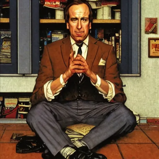 Prompt: saul goodman by norman rockwell