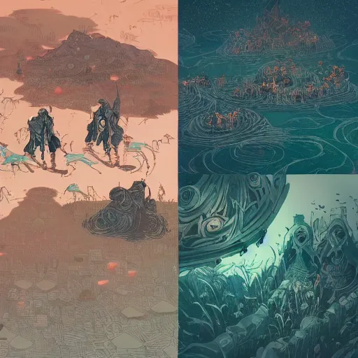 Prompt: cool strategy game inspired by elden ring by victo ngai