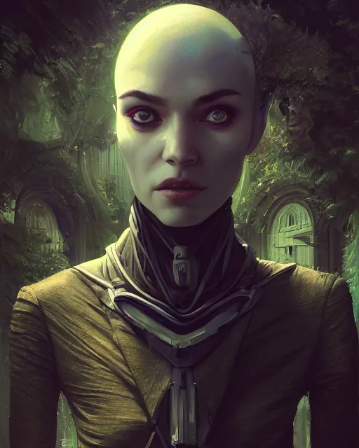 Prompt: highly detailed surreal vfx portrait of a futuristic assassin in a full graveyard by monolith, stephen bliss, unreal engine, greg rutkowski, loish, rhads, beeple, makoto shinkai and lois van baarle, ilya kuvshinov, rossdraws, tom bagshaw, alphonse mucha, global illumination, detailed and intricate environment