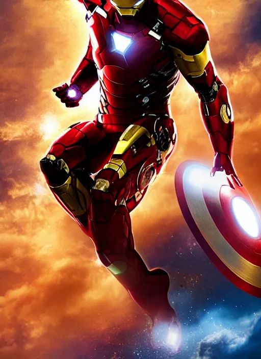 Prompt: chris evans as iron man, movie poster, photo