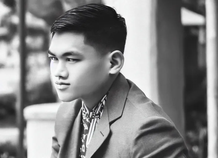 Image similar to outdoor medium shot of a very very very very extremely handsome!!! good looking young man in 2 0 2 2!! with the face of jose rizal wearing stylish modern!! clothes photo taken in 2 0 2 2, 3 5 mm f 1. 4 digital color photography