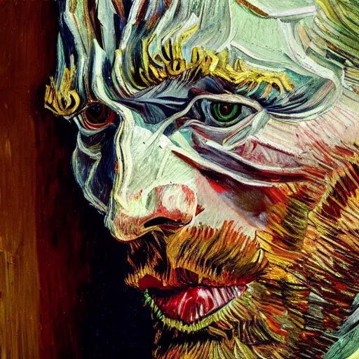 Prompt: high quality high detail painting by lucian freud, hd, portrait of van gogh, photorealistic lighting