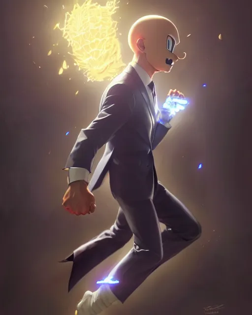 Prompt: gigachad luigi charging ultimate attack like saitama wearing a suit in the office, fantasy character portrait, ultra realistic, anime key visual, concept art, intricate details, highly detailed by greg rutkowski, ilya kuvshinov, gaston bussiere, craig mullins, simon bisley