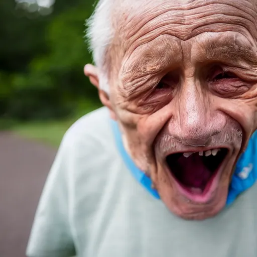 Prompt: elderly man screaming at a turtle, canon eos r 3, f / 1. 4, iso 2 0 0, 1 / 1 6 0 s, 8 k, raw, unedited, symmetrical balance, wide angle