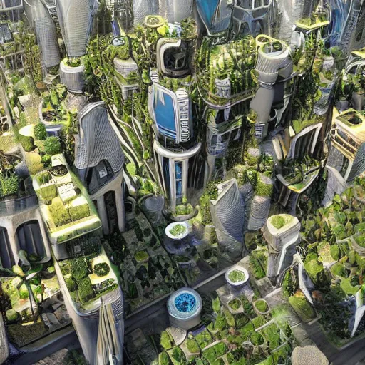 Prompt: a future solarpunk city, high quality, hyperrealistic