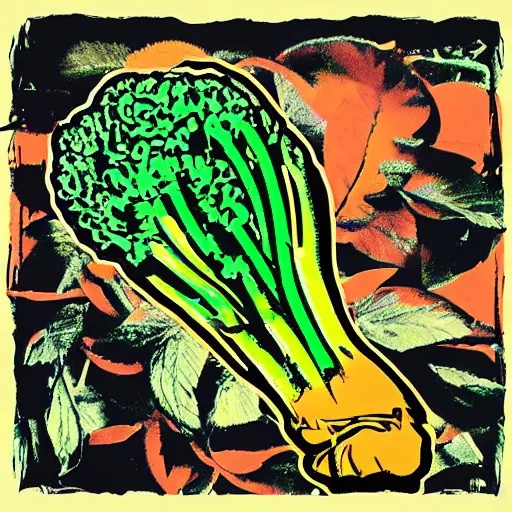 Image similar to a brocolli by andy warhol, digital art, trending on artstation