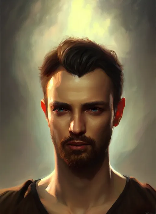 Image similar to a _ fantasy _ style _ portrait _ painting _ of lonely depressed male with short hair and big forehead oil _ painting _ unreal _ 5 _ daz. _ rpg _ portrait _ extremely _ detailed _ artgerm _ greg _ rutkowski _ greg