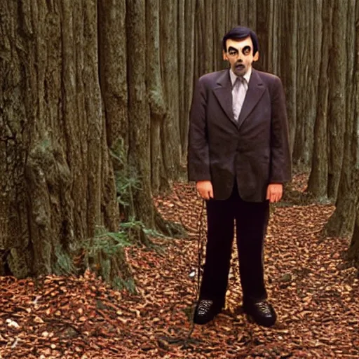 Prompt: mr bean in blair witch project