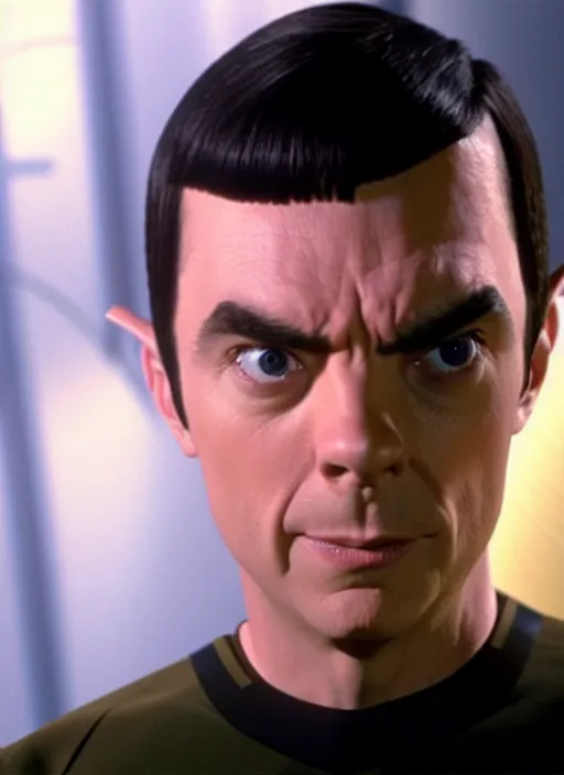 Image similar to film still of Jim Parsons as Spock in Star Trek, 4k