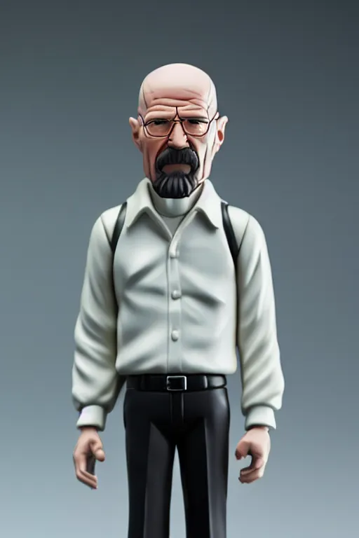 Prompt: figurine of walter white wearing an elegant summer blouse, personification, official store photo, commercial photo, featured on amiami, lovecraftian, 8 k, 8 5 mm, beautiful composition