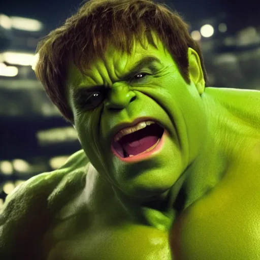 Prompt: Elton John as The Hulk, cinematic, movie still, 8k, photorealistic, dramatic,