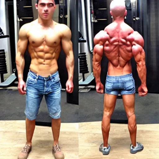 Image similar to incredibly skinny bodybuilder