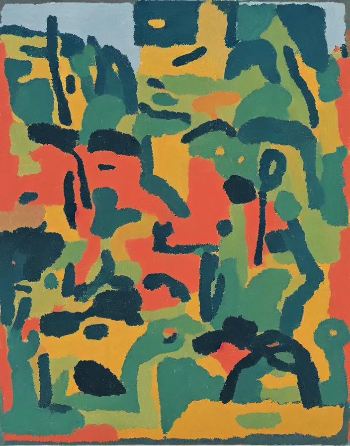 Image similar to a portrait of a character in a scenic environment by Etel Adnan