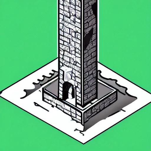 Image similar to isometric view of wizard tower, lineart