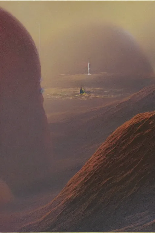 Image similar to emissary space by arthur haas and bruce pennington and john schoenherr, cinematic matte painting, 8 k, dark color palate, mountainscape