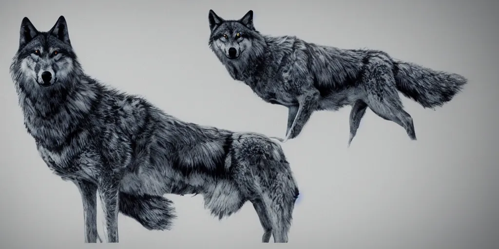 Prompt: wolf merged with crow,! photorealistic,! concept art