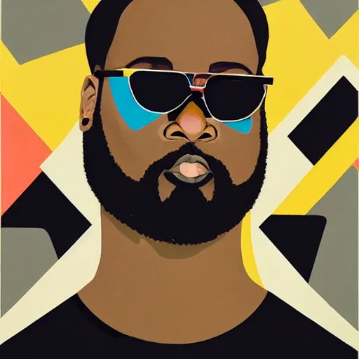 Prompt: Rick Ross Painting by Sachin Teng, asymmetrical, Organic Painting , Matte Painting, geometric shapes, Black and Gold, hard edges, graffiti, street art,:2 by Sachin Teng:4