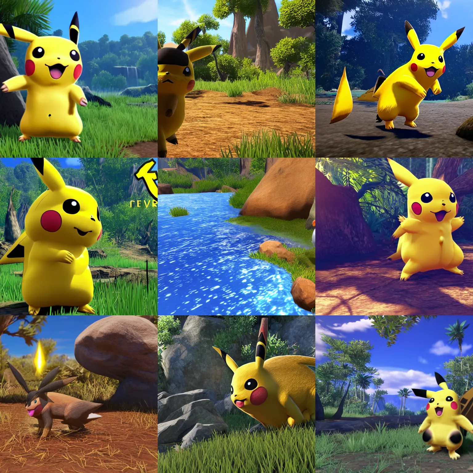 Prompt: screenshot of pikachu in ark survival evolved, unreal engine 5