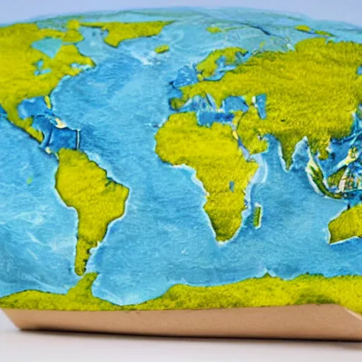 Prompt: A paper boat on the Pacific Ocean, slightly showing the continent behind it, realistic