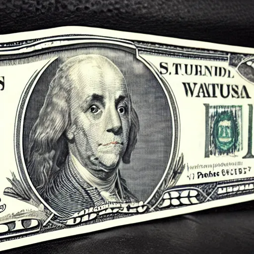 Image similar to a dog on a one dollar bill.