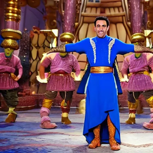 Image similar to HQ Still of Xavi Hernandez as the genie in Aladdin (2019)