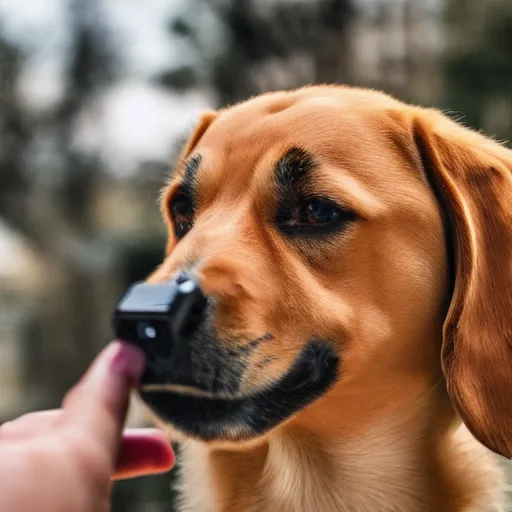 Image similar to A dog holding a phone, taking a selfie, selfie photography, photorealistic imagery, trending on artstation, 4k, 8k