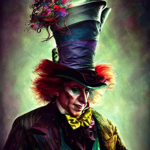 Prompt: the mad hatter by android jones, trending on artstation