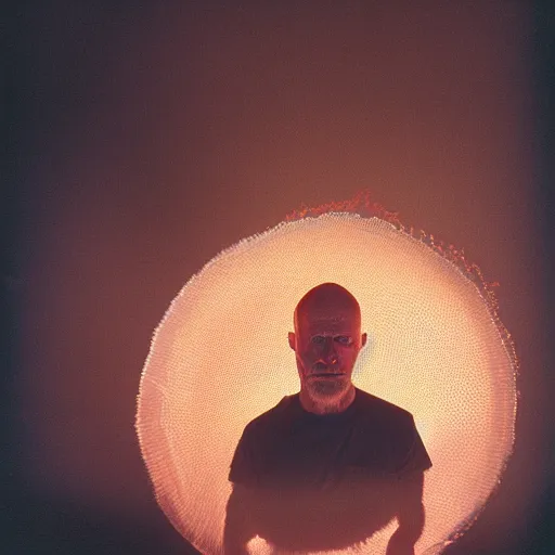 Image similar to Cymatics art representation of Ed Harris, studio lighting, F 1.4 Kodak Portra