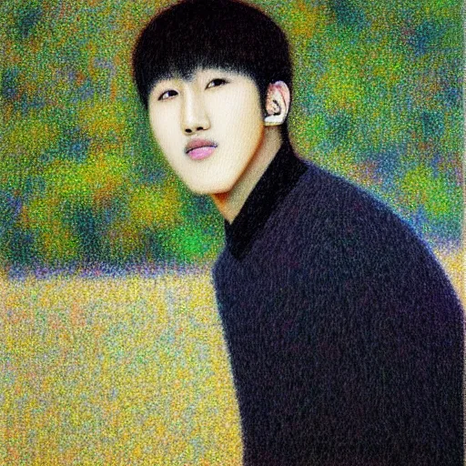 Prompt: “K-pop star Changbin as an oil painting by Seurat”