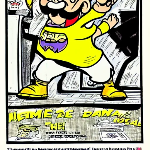 Image similar to steve - buscemiy - as - wario comic - con comic - book drawing from mad - magazine