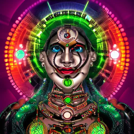 Image similar to a techno - spirit futurist cyborg hindu deva, future perfect, award winning digital art