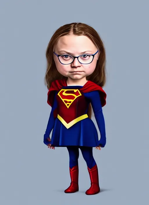 Image similar to greta thunberg as a supergirl mark ryden doll, detailed digital art, trending on Artstation