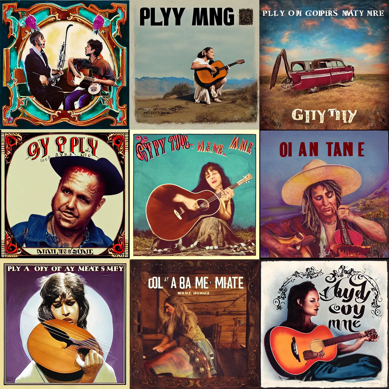 Prompt: play a song for me, ol'gypsy, album cover art