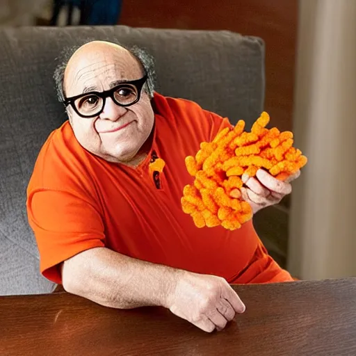 Image similar to danny devito and his cheeto