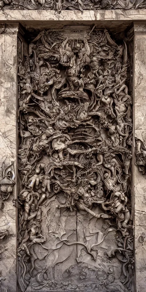 Image similar to the entrance to a private club in hell, intricate details