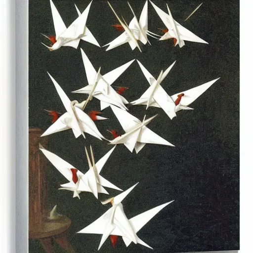 Prompt: paper cranes by caravaggio