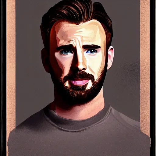 Image similar to portrait of chris evans, highly detailed, centered, solid color background, digital painting