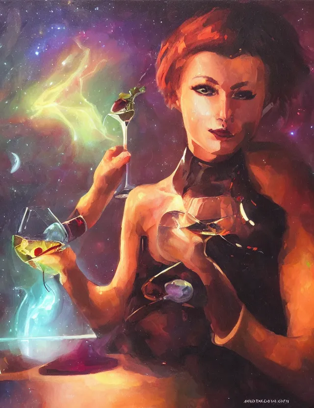 Image similar to androgynous deity of starlight and wine. this oil painting by the award - winning scifi artist has interesting color contrasts, plenty of details and impeccable lighting.