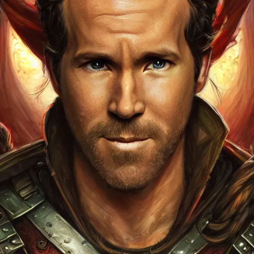 Image similar to Ryan reynolds as a fantasy D&D character, close-up portrait art by Donato Giancola and James Gurney, digital art, trending on artstation