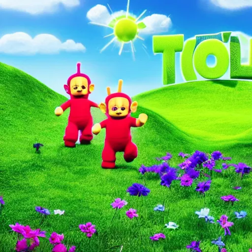 Image similar to teletubbies photorealistic, high quality, detailed, 8k rendered