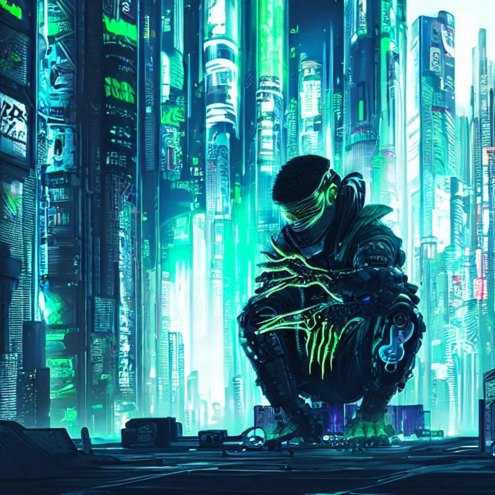 Prompt: cyberpunk monster energy