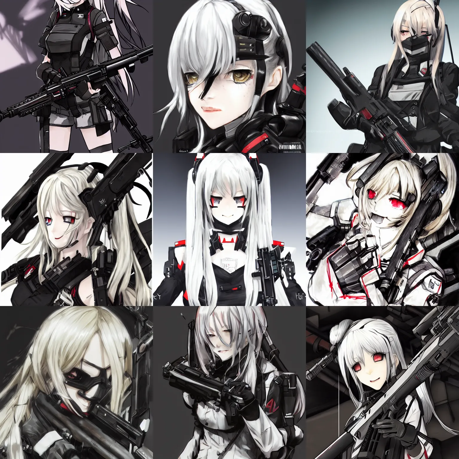 Prompt: M4 Sopmod ii from girls frontline, cinematic portrait, illustration by Yoji Shinkawa