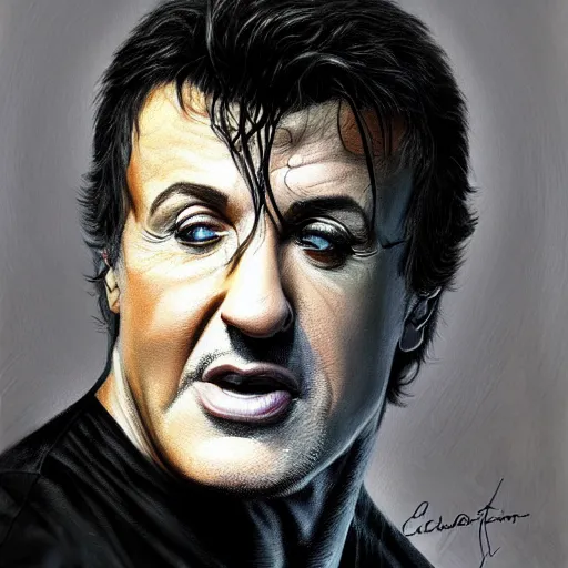 Image similar to portrait of sylvester stallone by charlie bowater