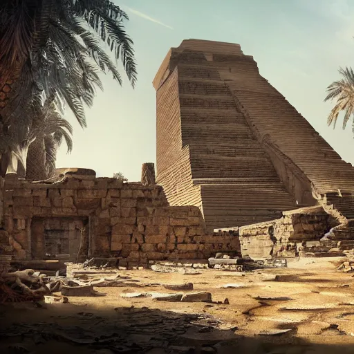 Image similar to Ancient Egyptian ruins surrounded by a giant snake skeleton, hyperdetailed, artstation, cgsociety, 8k