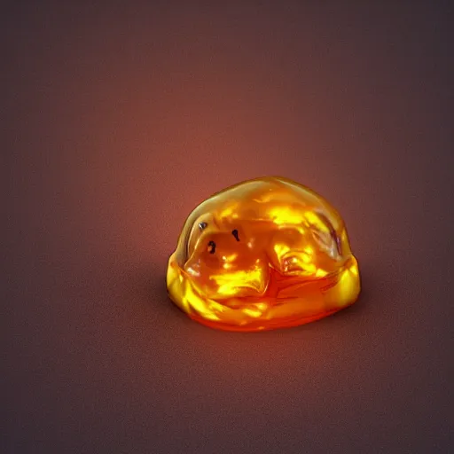 Prompt: living blob made out of amber, hd