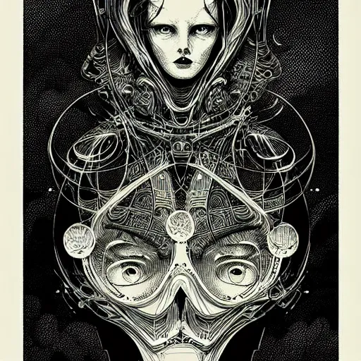 Prompt: portrait soft light, by killian eng and joe fenton, inspired victorian sci - fi, etching, fine, sharp high detail, screen print,