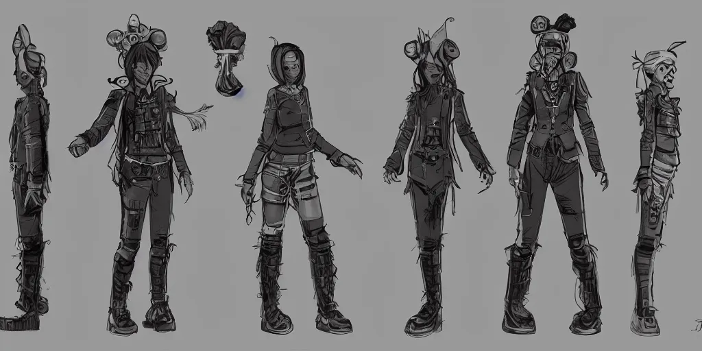 Prompt: solar punk character, character design by tb choi, character turn arounds, character art, character sheet